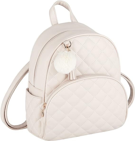 ECOSUSI Mini Backpack Women Leather Small Backpack Purse for Teen Girl Cute Pom Bookbag Travel Sh... | Amazon (US)