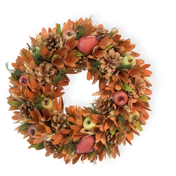 Pears Apples and Pinecones 14" Foam Wreath | Wayfair North America