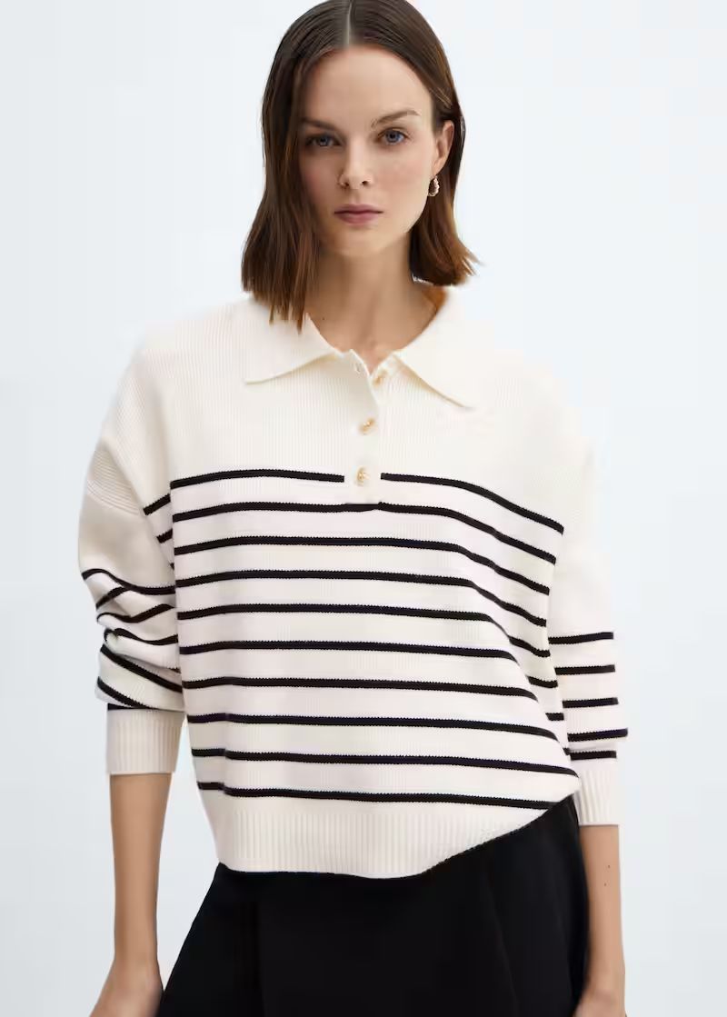 Buttoned collar knit sweater | MANGO (US)