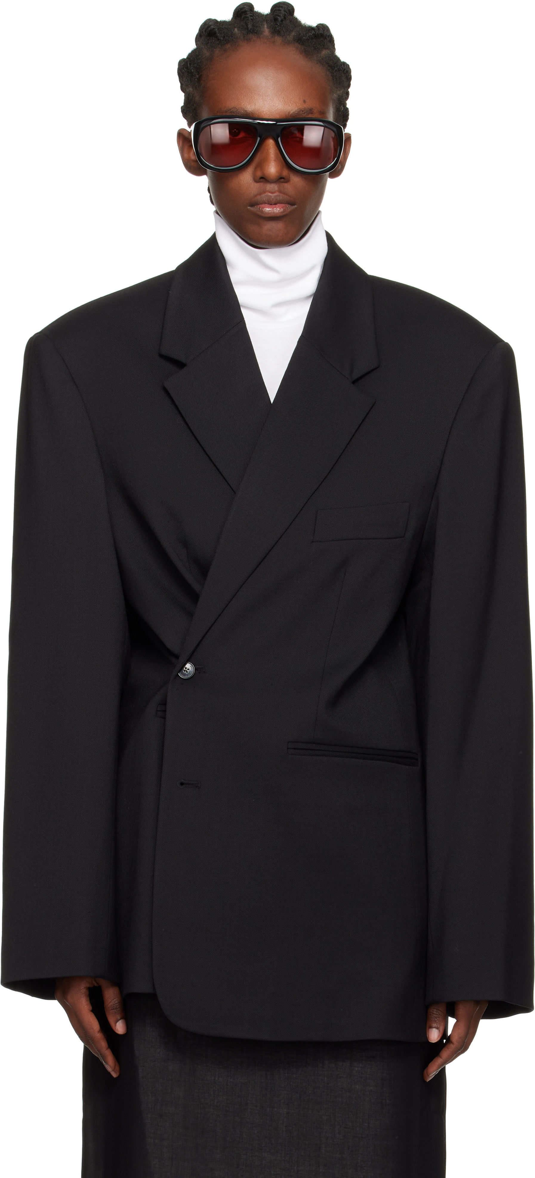 The Frankie Shop Black Crosby Wrap Blazer | SSENSE