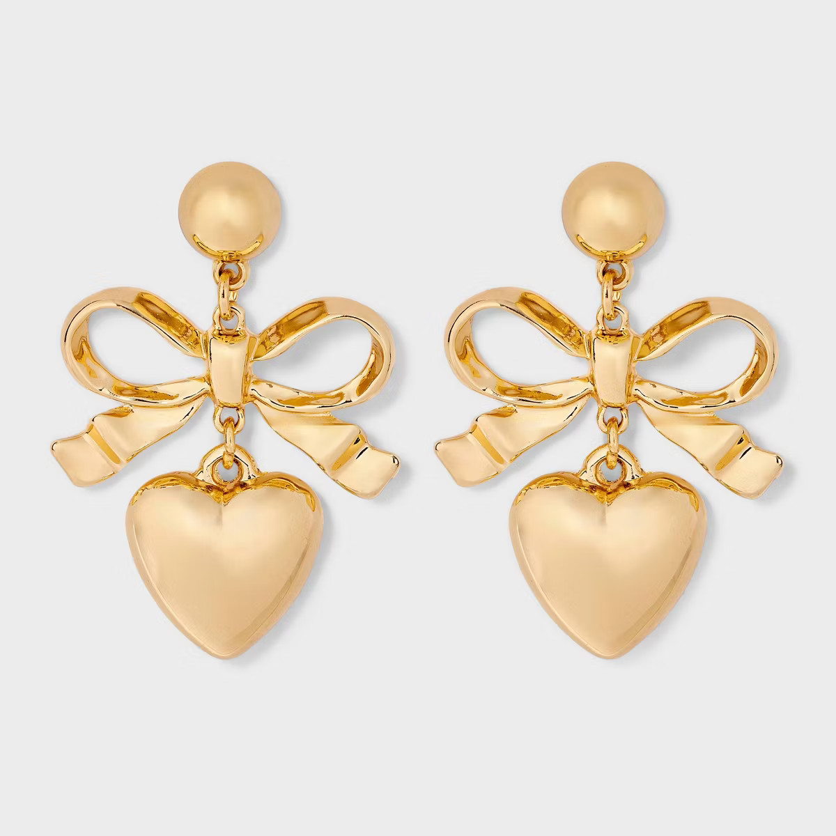 Bow and Heart Drop Earrings - Wild Fable™ Gold | Target