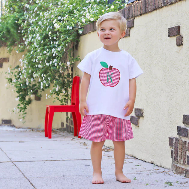 Red Short Set Gingham Apple | Classic Whimsy