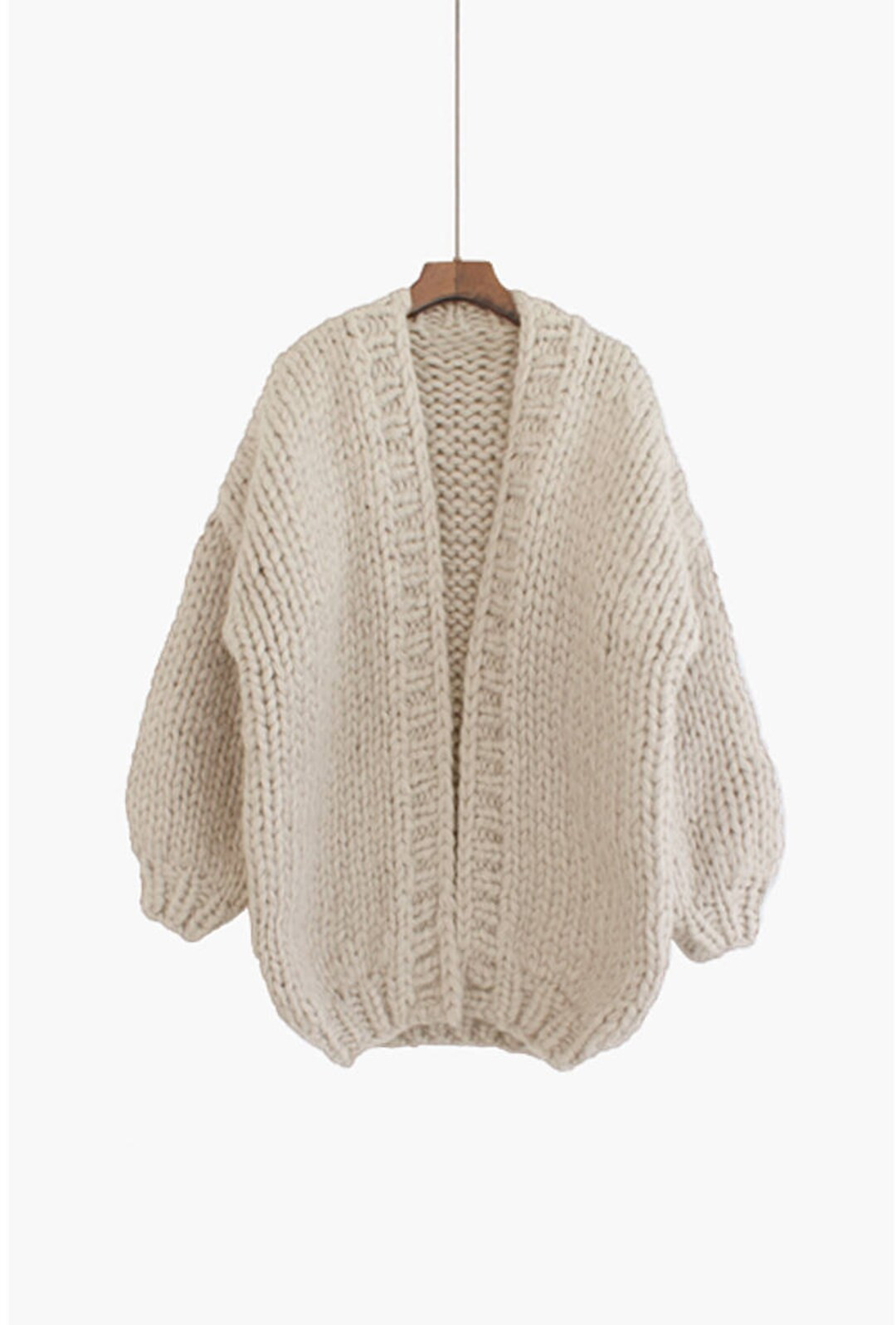 Hand Knit Oversize Woman Sweater Chunky Slouchy Wool Cardigan - Etsy | Etsy (US)