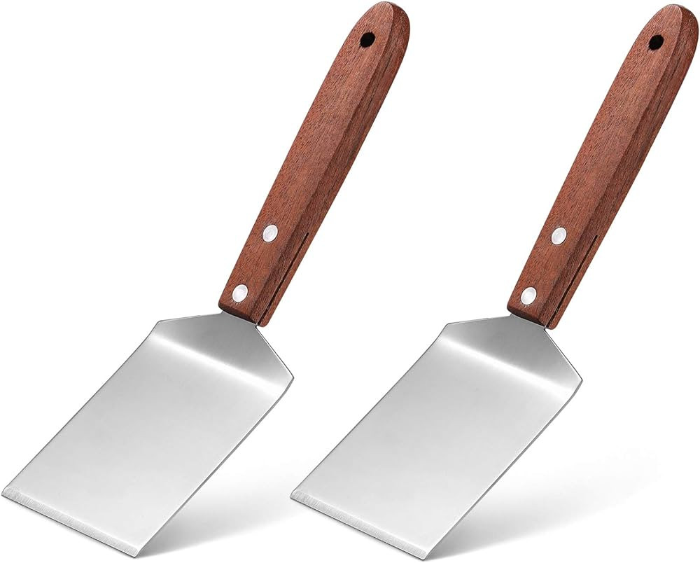 2 Pieces Small Brownie Cookie Spatula Metal Stainless Steel Spatula with Wooden Handle Heavy Duty... | Amazon (US)