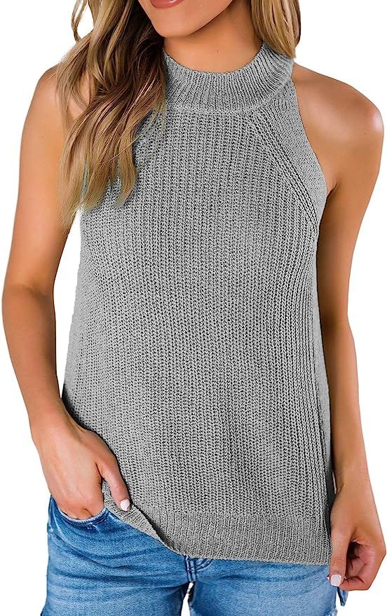 Apbondy Womens Loose Halter Tops Sleeveless Cami Shirts Summer Knit Tank Tops | Amazon (US)