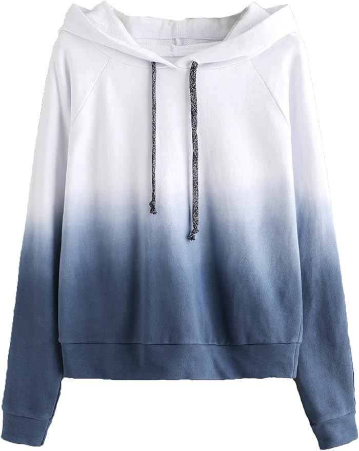 SweatyRocks Women's Long Sleeve Hoodie Sweatshirt Colorblock Tie Dye Print Tops | Amazon (US)