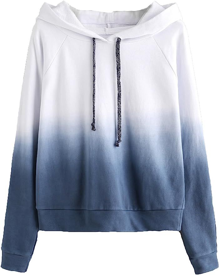 SweatyRocks Women's Long Sleeve Hoodie Sweatshirt Colorblock Tie Dye Print Tops | Amazon (US)