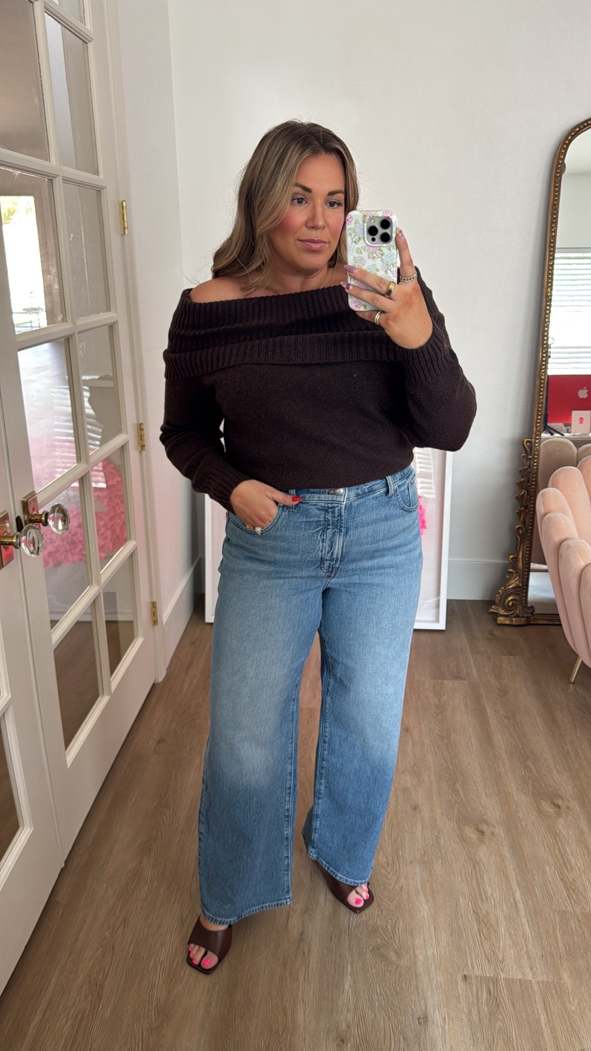 curvy midsize fall outfit on sale! wearing size large in off the shoulder sweater and size 32 in denim. 

Nordstrom Anniversary Sale
Nsale
fall style
curvy fall style

#LTKMidsize #LTKSaleAlert #LTKFindsUnder100