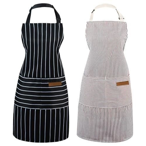 Taidven 2 Pack Apron - Unisex, Adjustable Bib Kitchen Apron, Cooking Apron, Aprons for Women with Pockets, Chef Aprons for Men | Amazon (US)