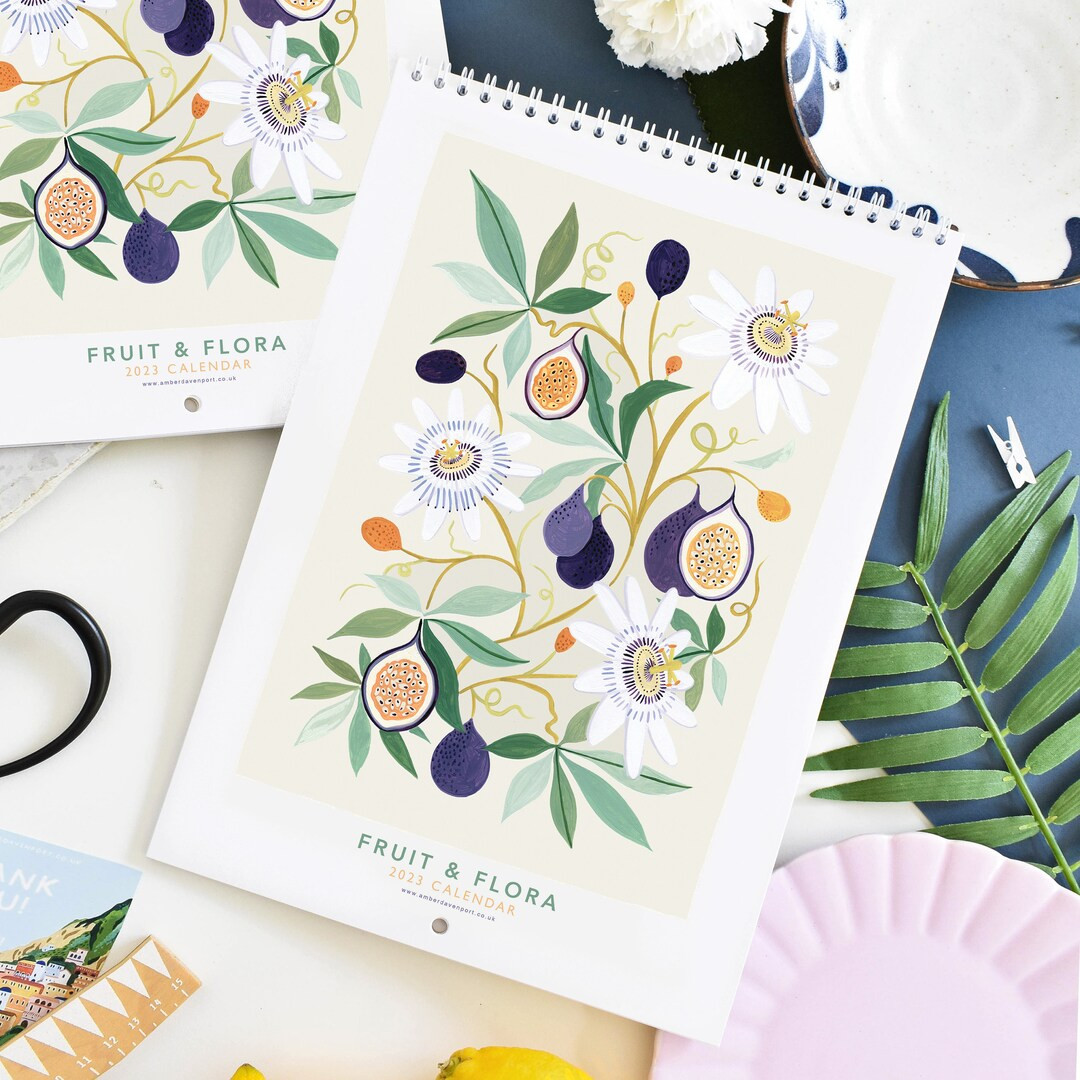 2023 Fruit & Flora Calendar, Botanical Calendar, Monthly Calendar, Illustrated 12 Month Calendar,... | Etsy (US)