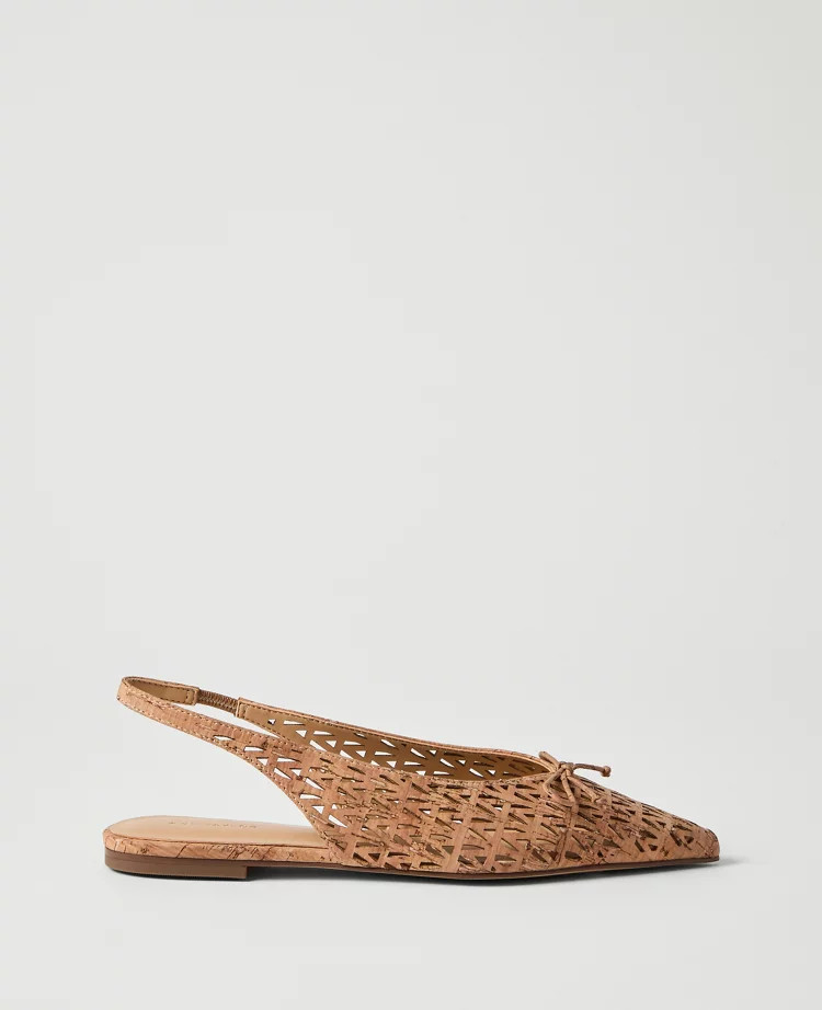 Perforated Cork Bow Slingback Flat | Ann Taylor