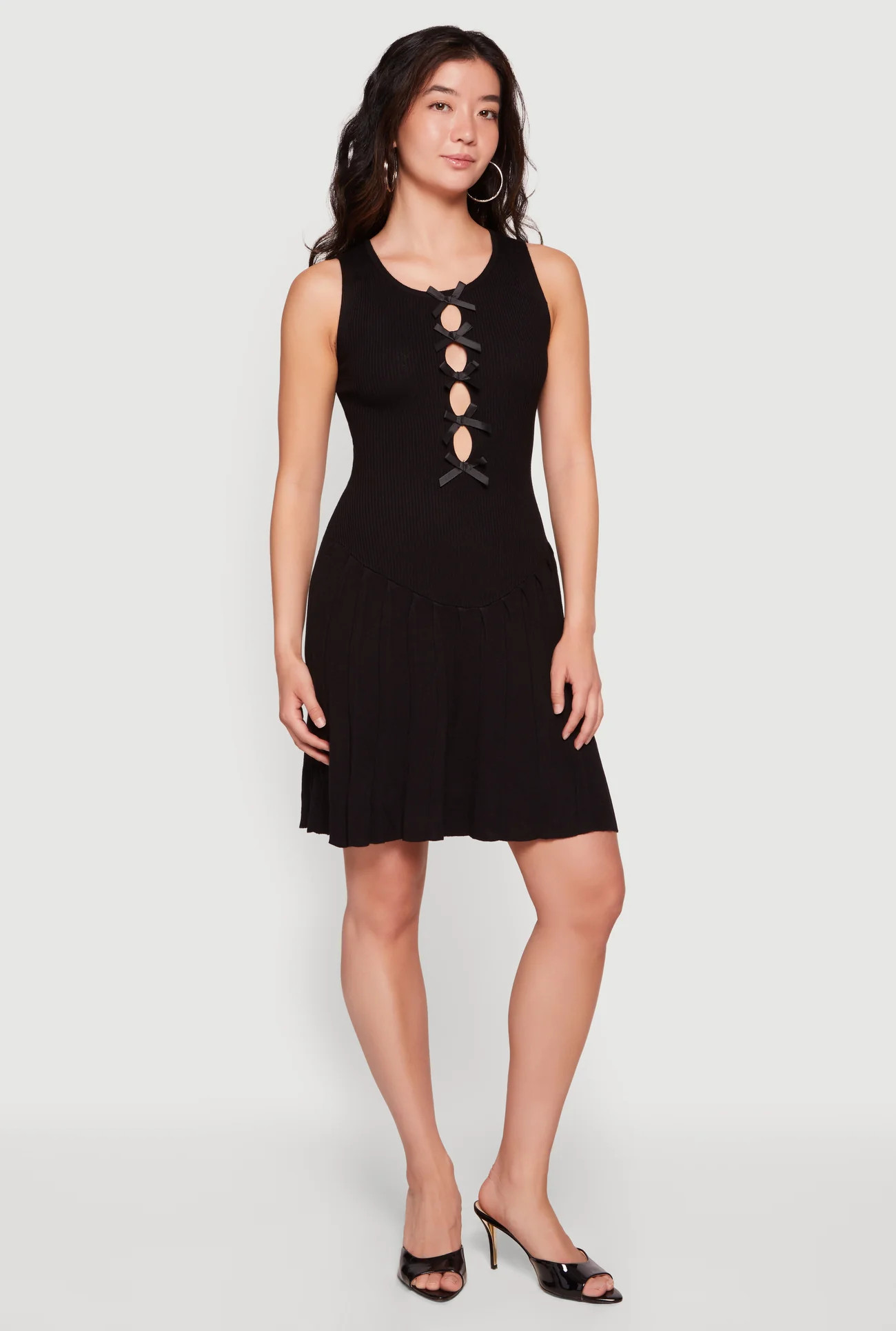 Keyhole Bow Detail Sleeveless Skater Dress | Rainbow Shops
