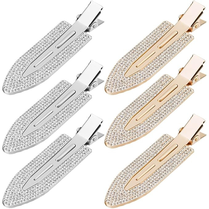 PAGOW 6Pcs Rhinestone No Bend Hair Clips, bangs hair clip with Metal Shiny Styling Diamond ,No De... | Amazon (US)