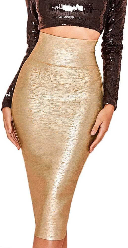 HLBandage Leather Midi-Calf Party Pencil Skirt | Amazon (US)