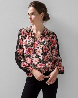 Floral Embroidered Sleeve Blouse | White House Black Market