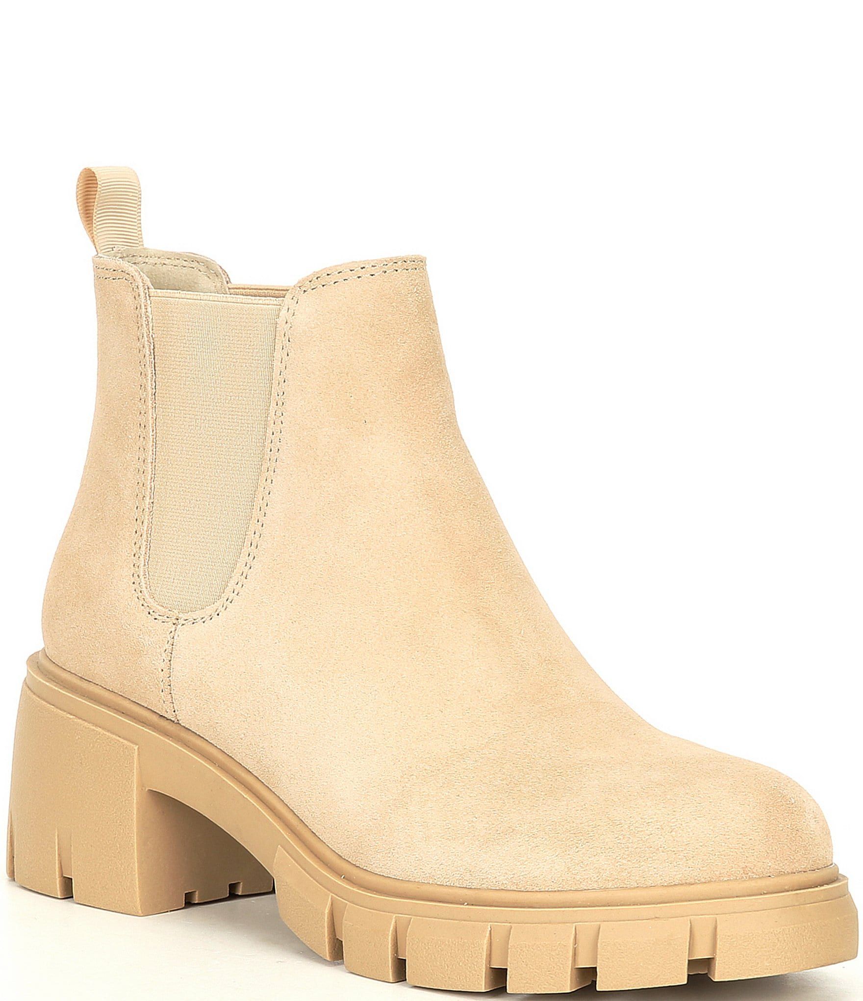 Howler Suede Lugged Block Heel Chelsea Booties | Dillards