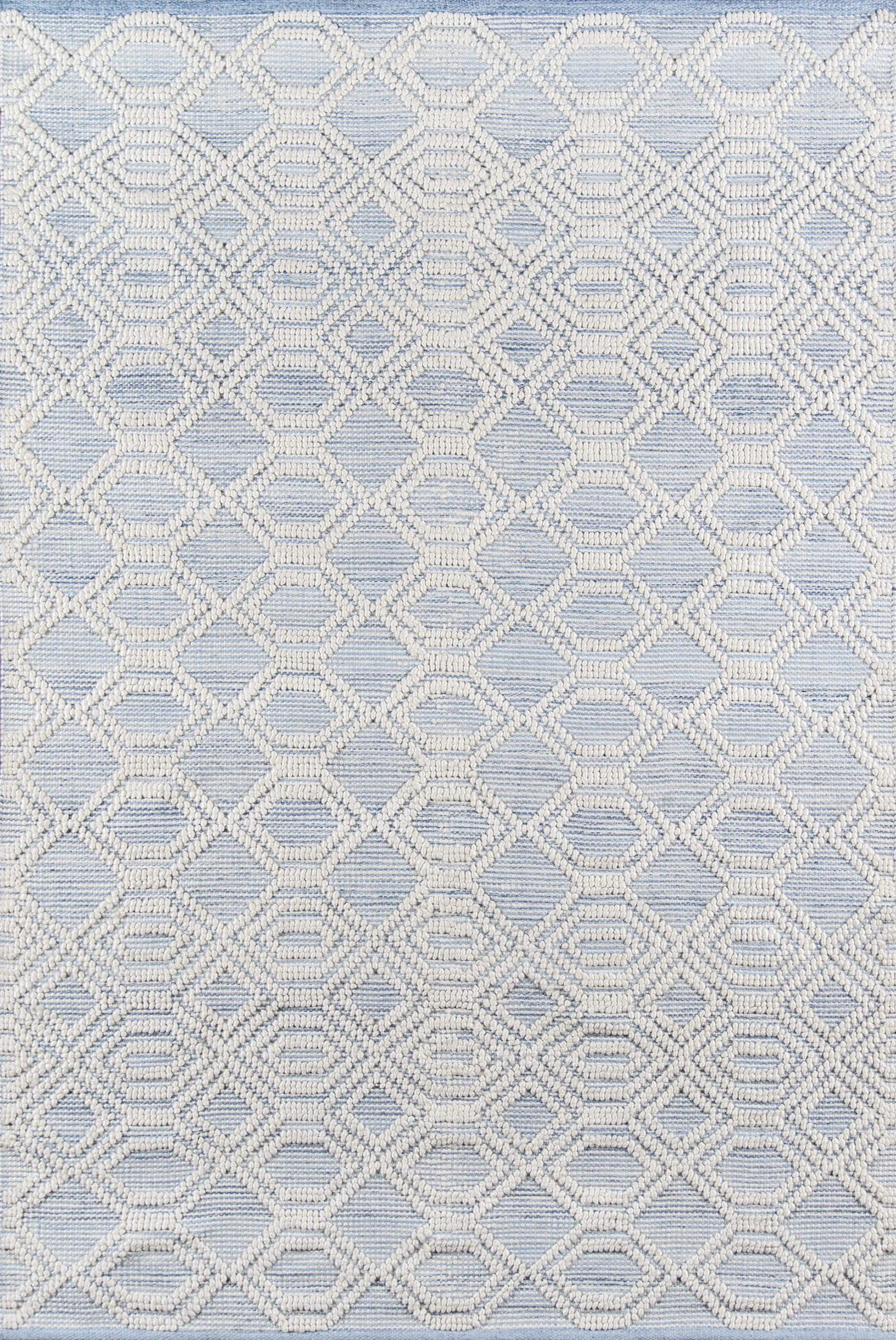 Laguanda Geometric Handmade Flatweave Light Blue/White Area Rug | Wayfair North America
