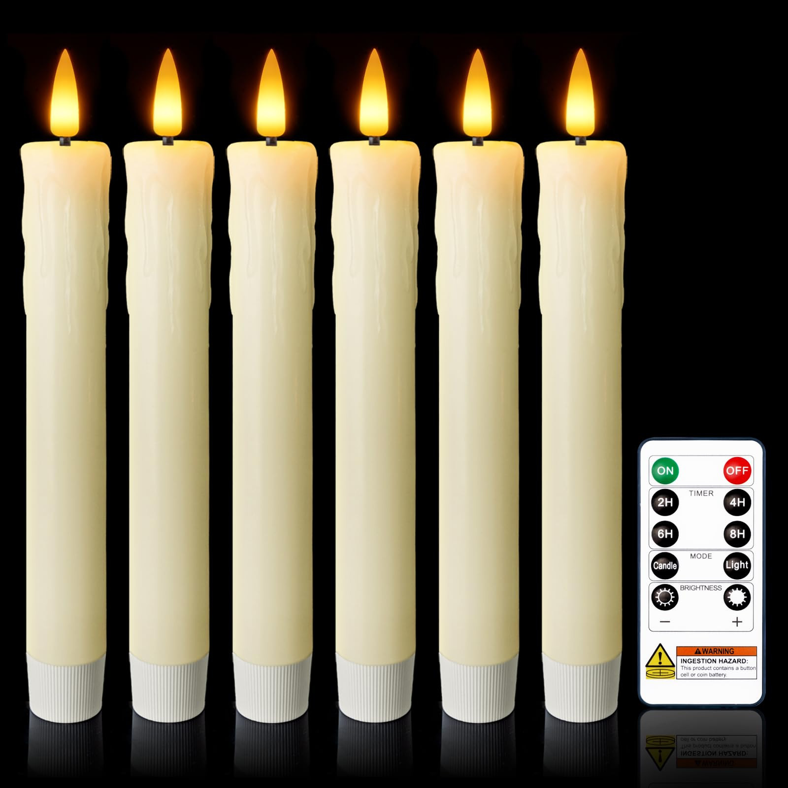 7 Inches Dripless Flameless Taper Candles with Remote Timer Dimmer, Real Wax Battery Candlesticks... | Amazon (US)