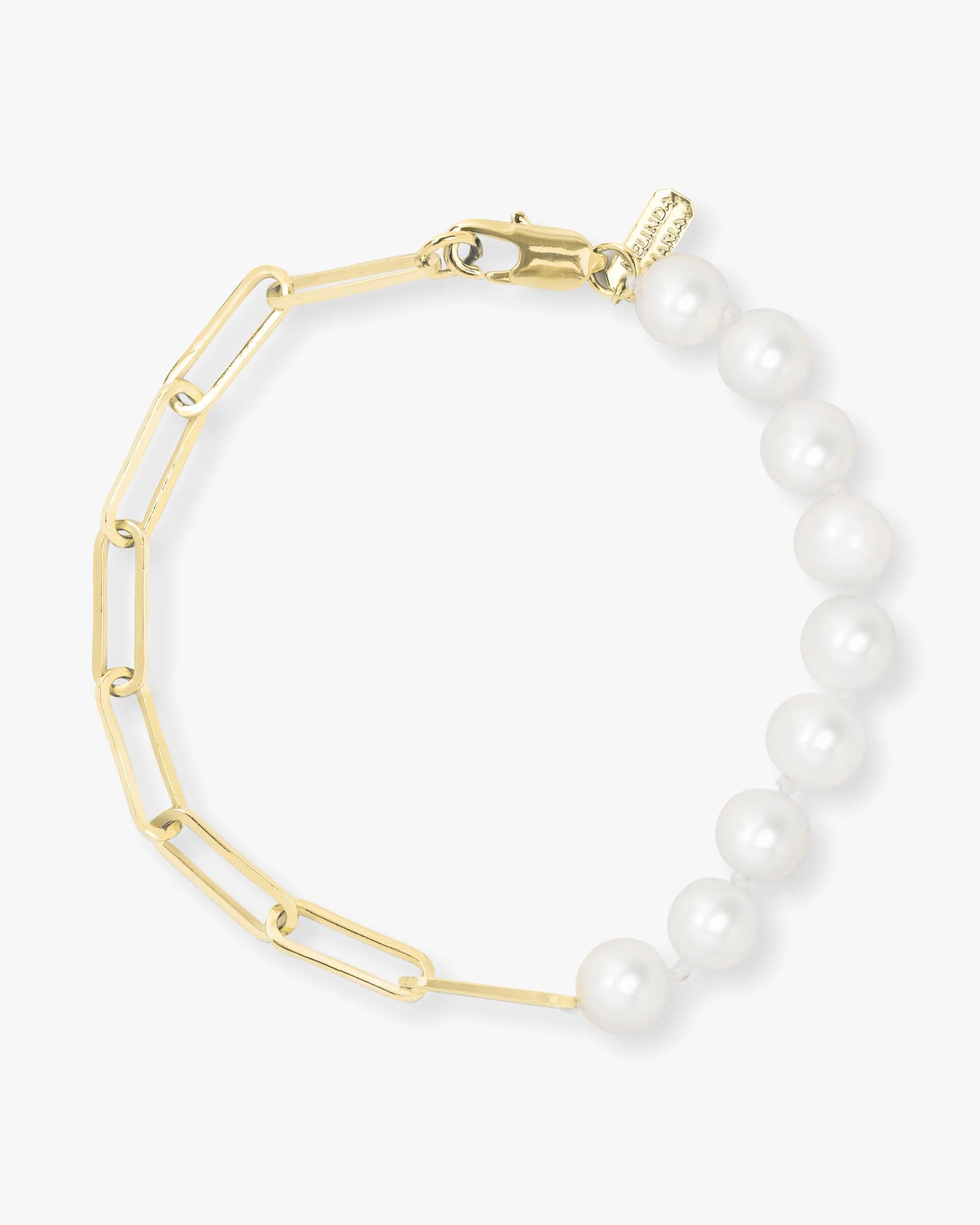 Samantha Half Chain Pearl Bracelet - Gold | Melinda Maria