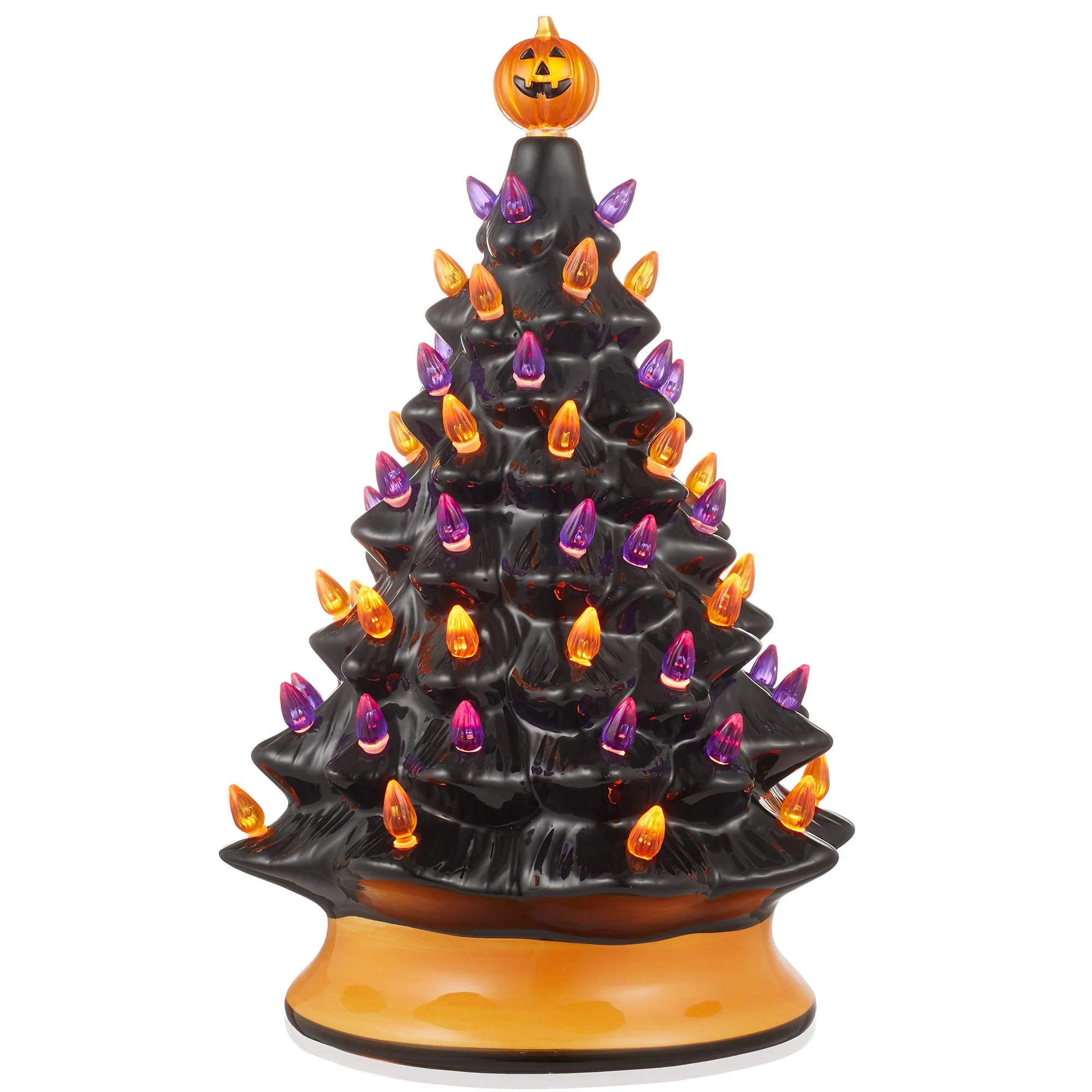 Casafield Hand-Painted Ceramic Halloween Tree, 15-Inch Pre-Lit Decoration with 128 Multi-Color Li... | Walmart (US)