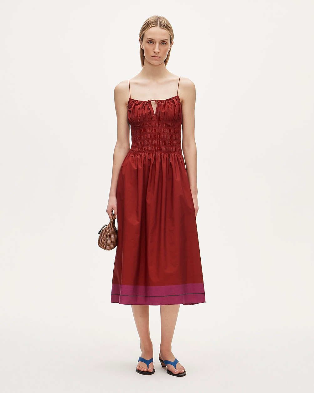Petite Reverie dress in colorblock cotton poplin | J. Crew US