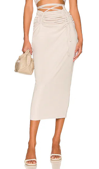 Aviana Midi Skirt in Stone Grey | Revolve Clothing (Global)