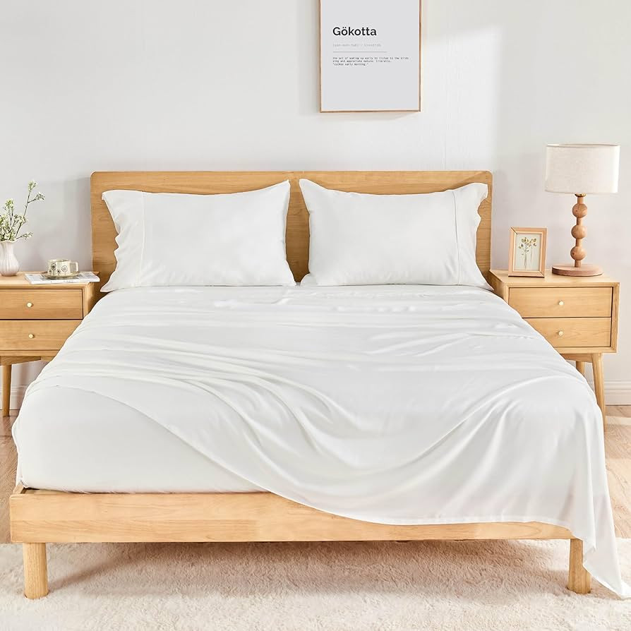 GOKOTTA King Size Sheets Set 4 Pcs,100% Rayon Derived from Bamboo,Cooling Sheets King Size for Ho... | Amazon (US)