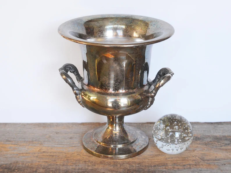 Vintage Champagne Bucket, Silver Plate With Ornate Handles and Footed Base, Beautiful Authentic P... | Etsy (US)