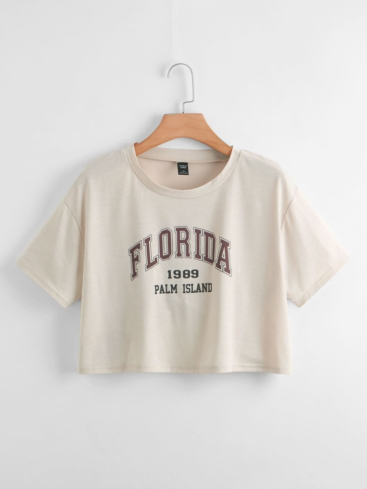 SHEIN EZwear Plus Letter Graphic Crop Tee | SHEIN