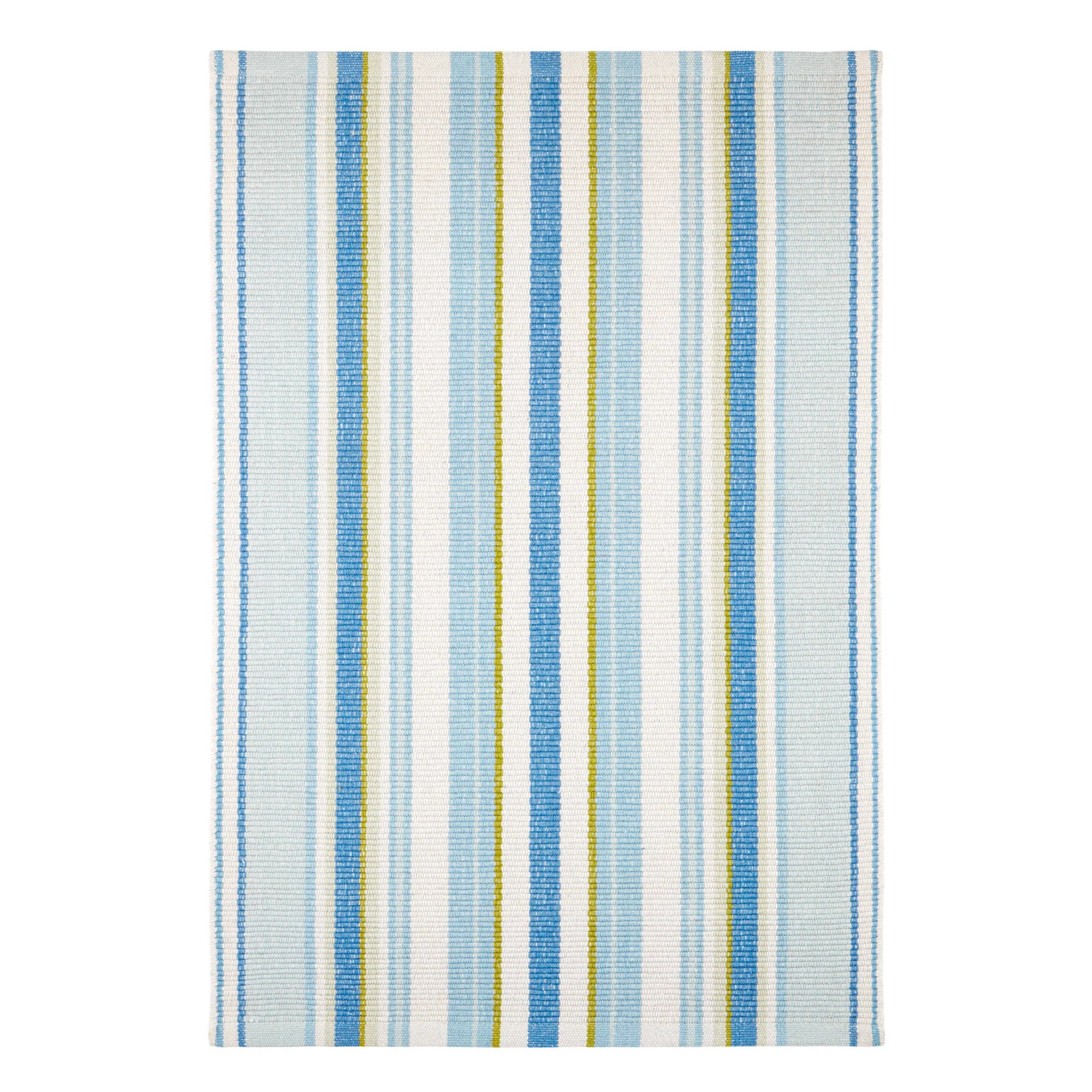 Daphne Stripe French Blue Handwoven Cotton Rug | Annie Selke