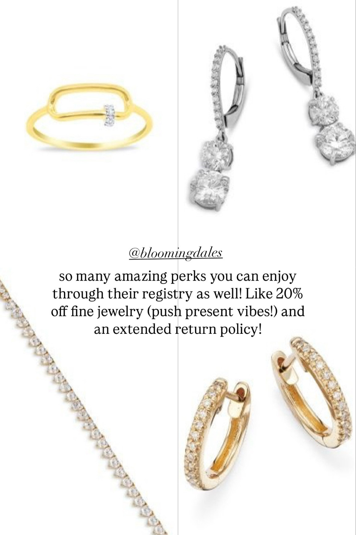 Enjoy 20% off fine jewelry through @bloomingdales baby registry! 