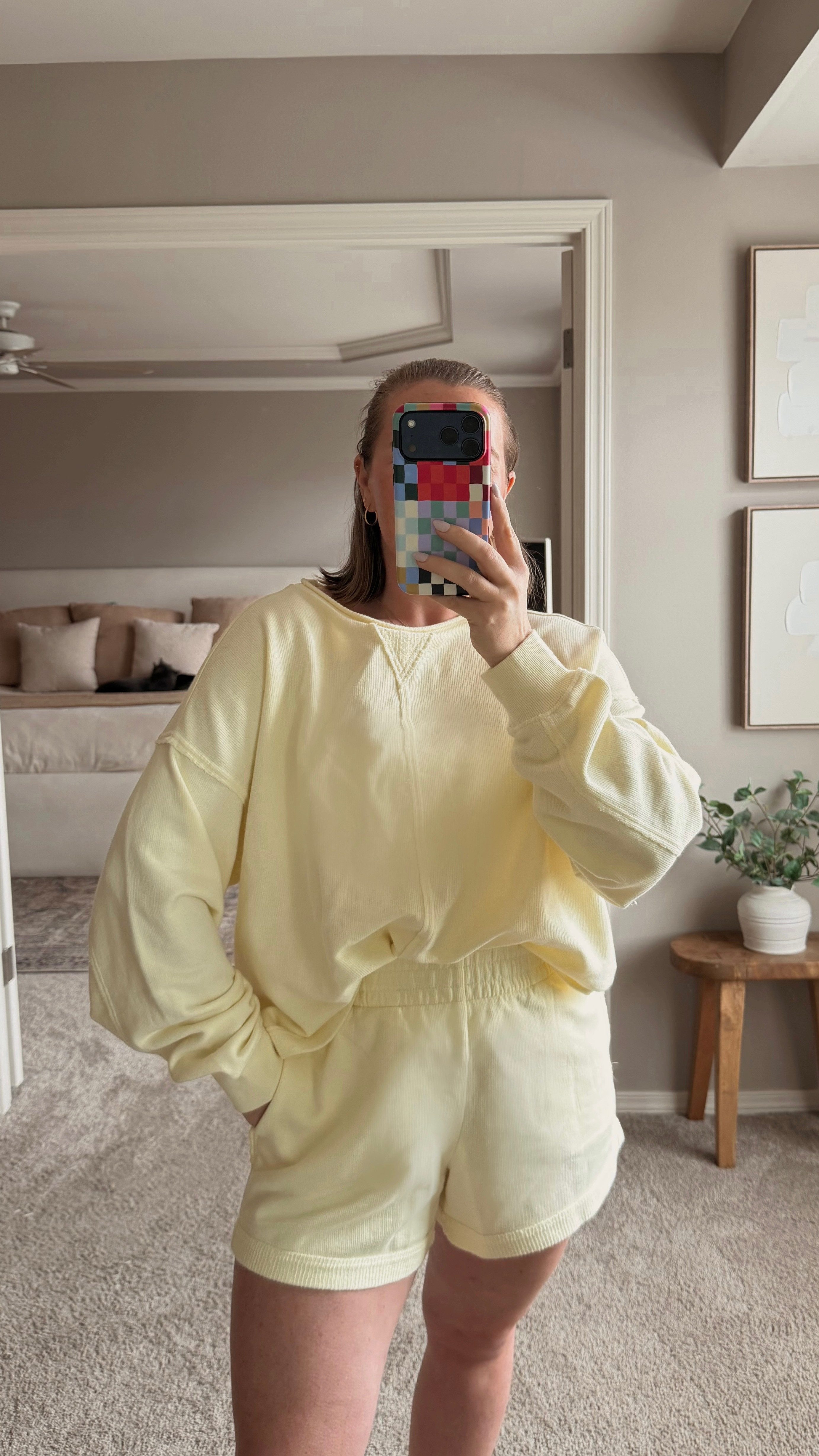 Midsize Spring Outfit | Butter Yellow Matching Set | Wearing a medium in the top and bottoms | Size 10 | M/L | 5'4" 

 #LTKootd #LTKSeasonal #LTKMidsize