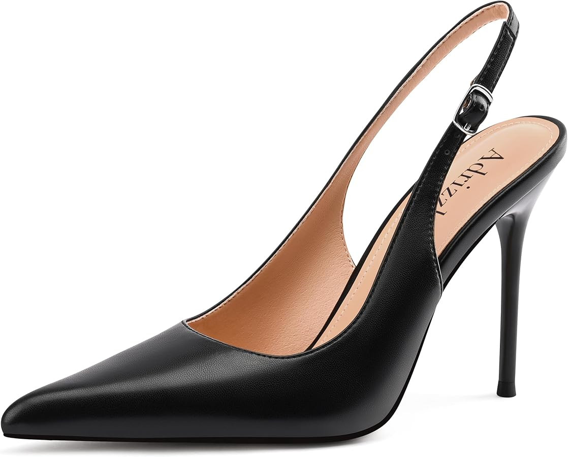 Adrizzlein Womens Slingback High Heels Pointed Toe Heels Closed Toe Stiletto Pumps Comfortable Se... | Amazon (US)