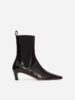 Square-Toe Ankle Boots – Brown/Faux Crocodile – ARKET GB | Arket UK