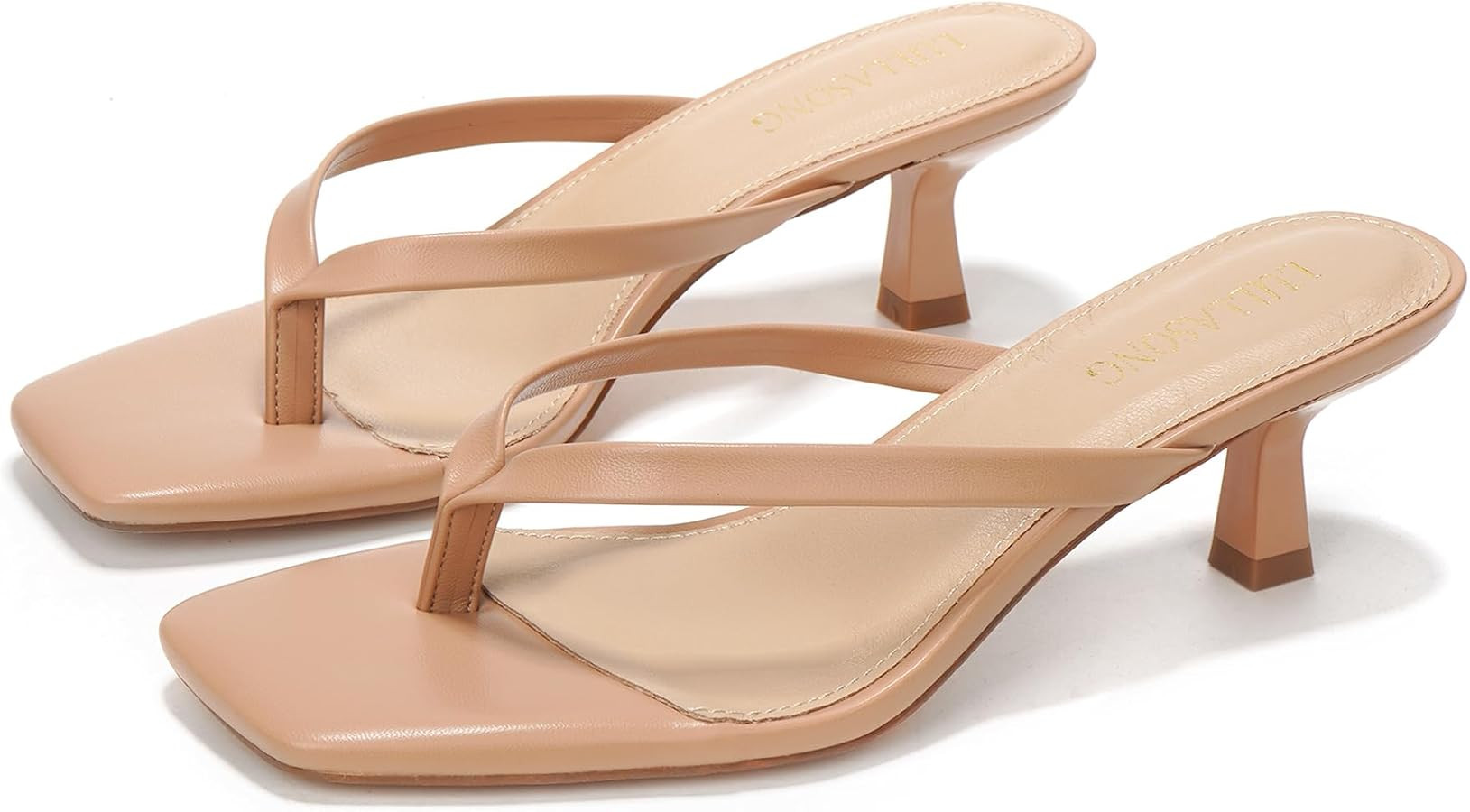 Women's Kitten Heels Sandals Square Open Toe Flip Flop Heels 1.8-2 Inch Heeled Sandals for Women | Amazon (US)