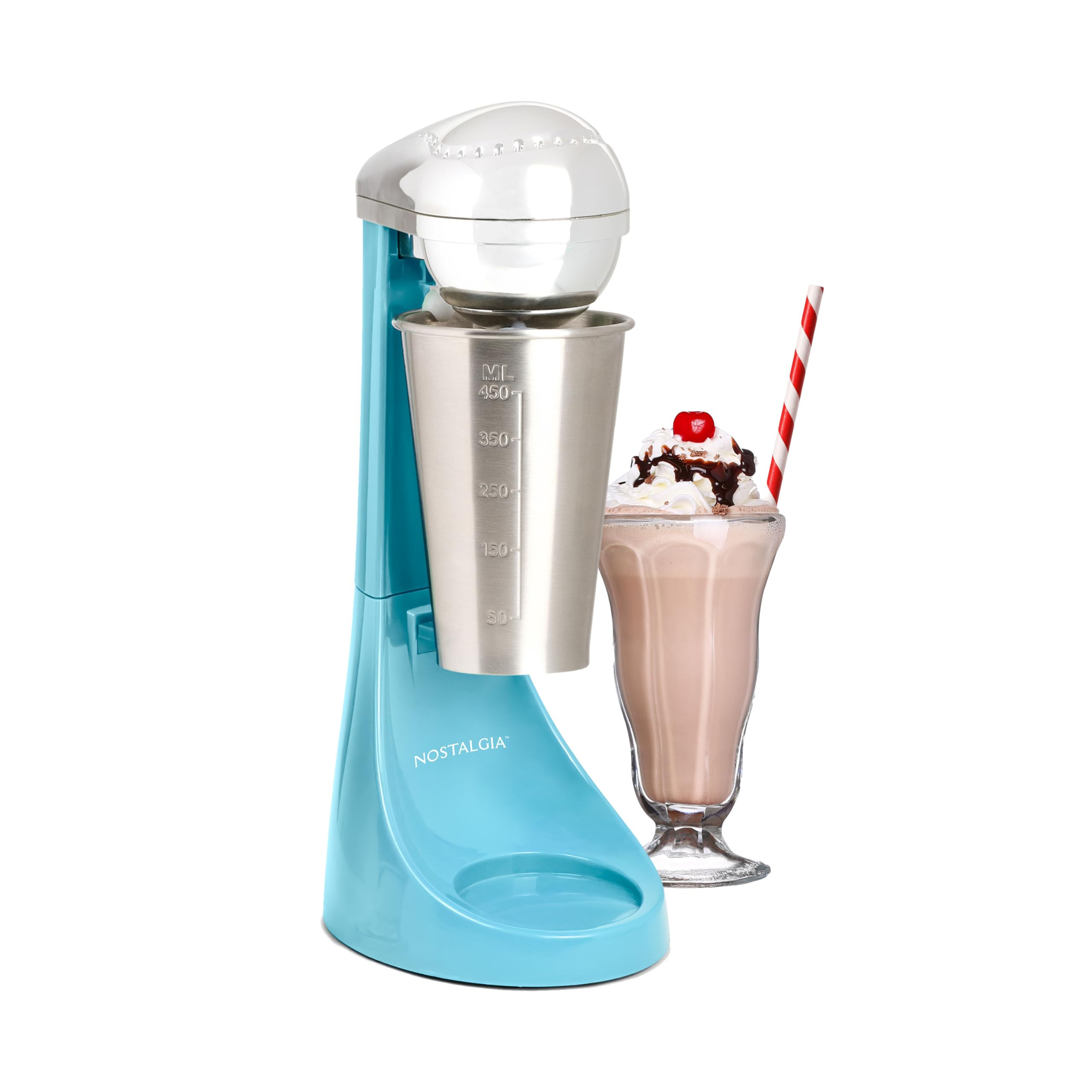 Nostalgia Two-Speed Electric Milkshake Maker and Drink Mixer, Includes 16-Ounce Stainless Steel M... | Amazon (US)