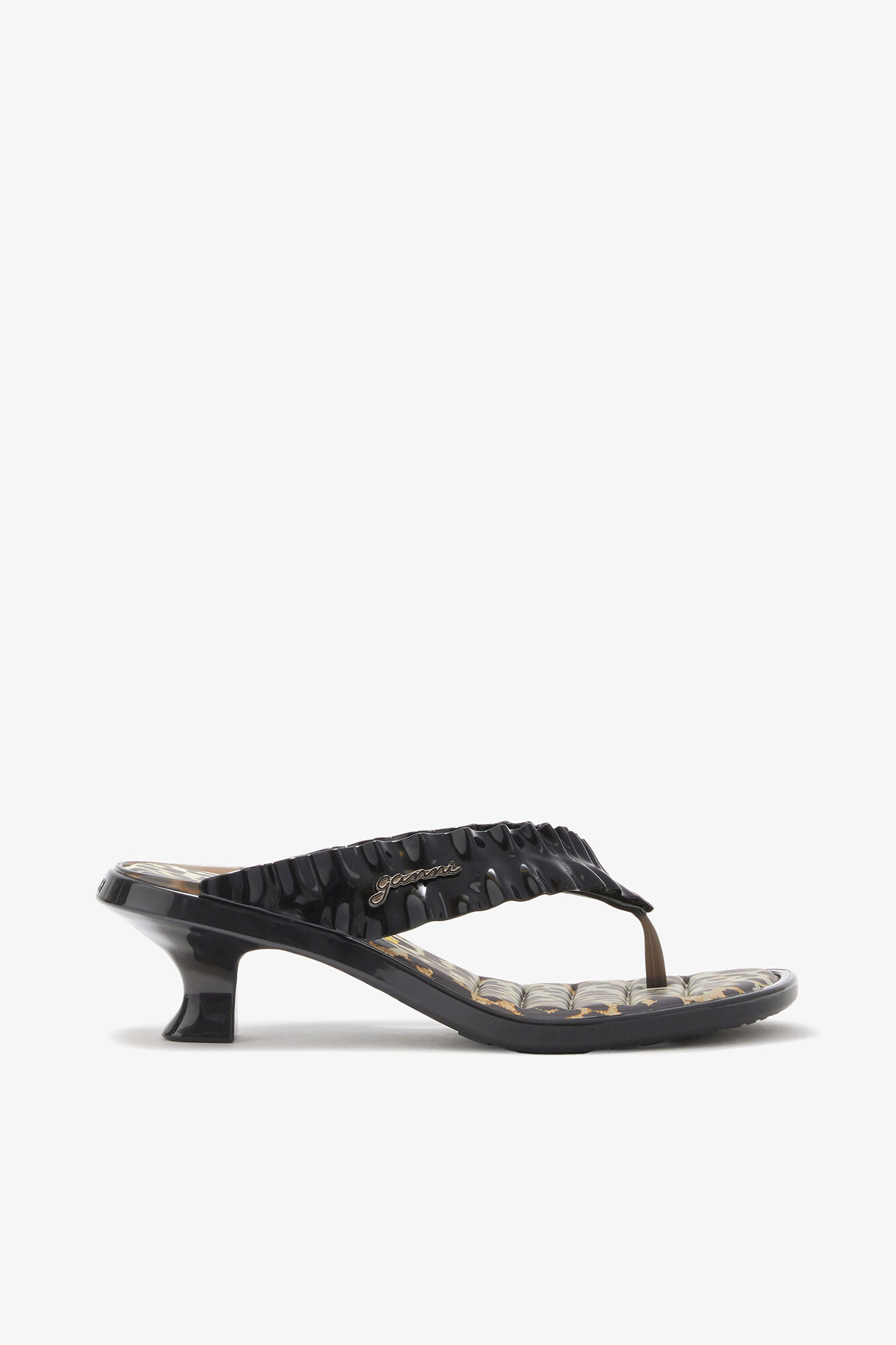Melissa Thong Kitten Heel in Leopard | Ganni