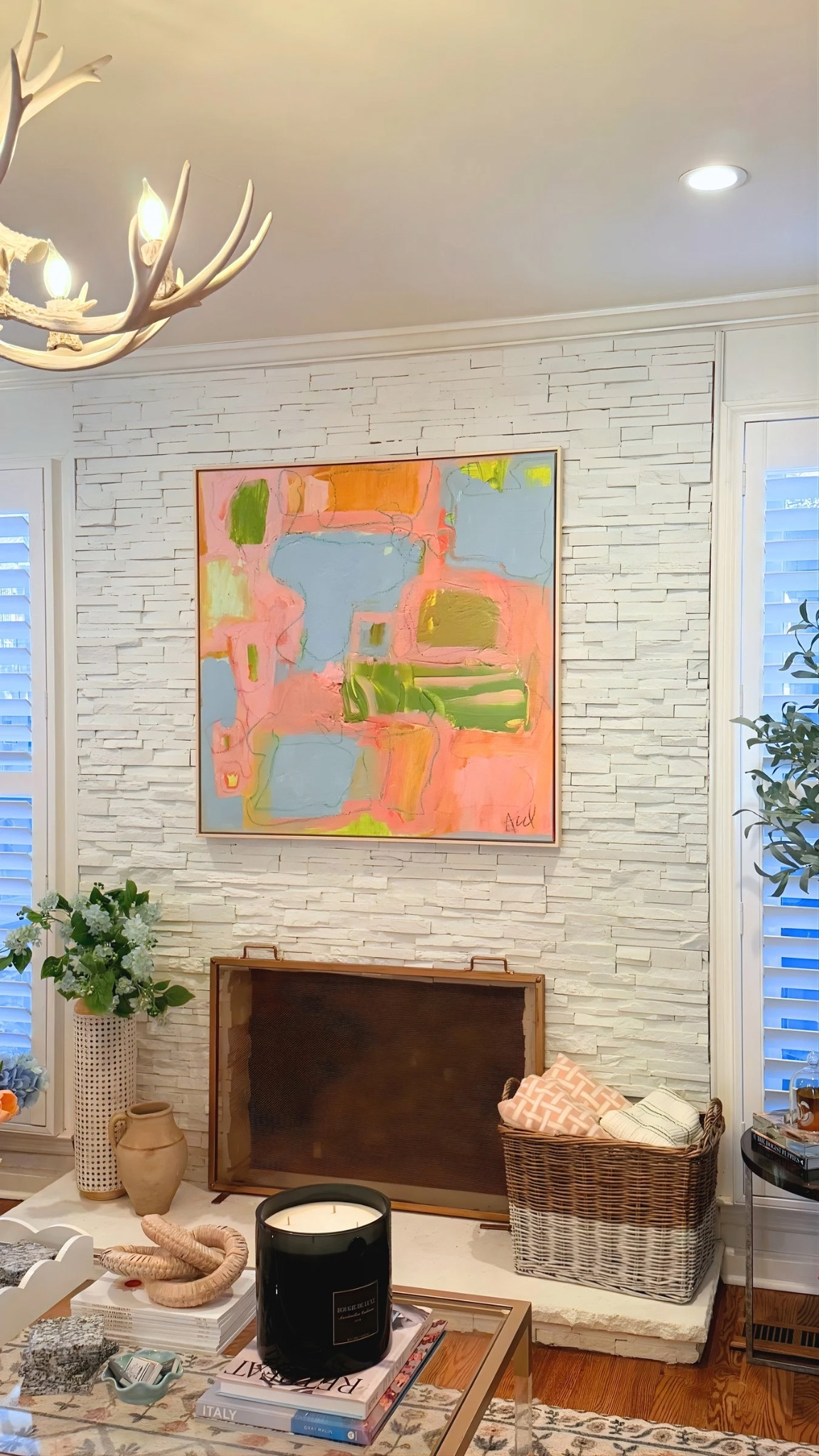 Love my new art! Paint color is Greek villa for my walls and fireplace 

#LTKdayinmylife #LTKHome #LTKSaleAlert