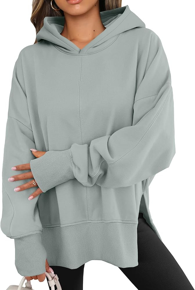 ANRABESS Womens Oversized Hoodies Long Sleeve Fleece Side Slit Hooded Sweatshirts Pullover 2025 F... | Amazon (US)