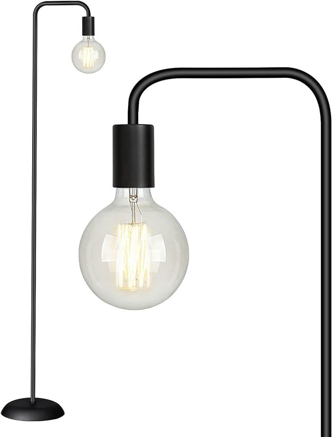 Qimh Industrial Floor Lamp with Light Bulb,Metal Tall Standing Lamp,Tall Modern Black Led Floor L... | Amazon (US)