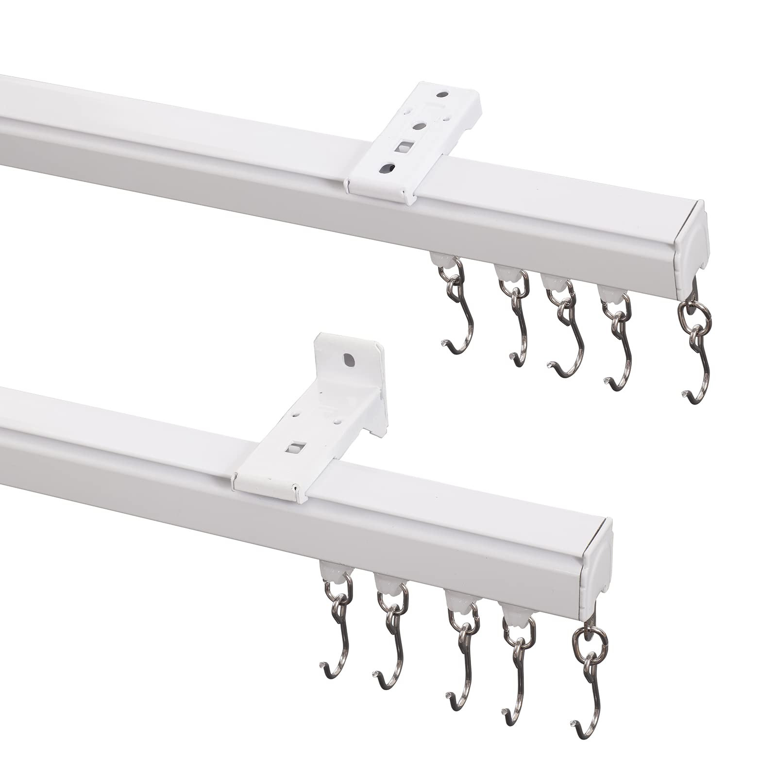 ChadMade Aluminum Ceiling Curtain Track Set with Hooks, 9ft - 12ft Adjustable Length Ceiling/Wall... | Amazon (US)