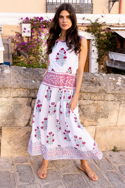 Sleeveless Piped Maxi- Napa Red | Oliphant Design