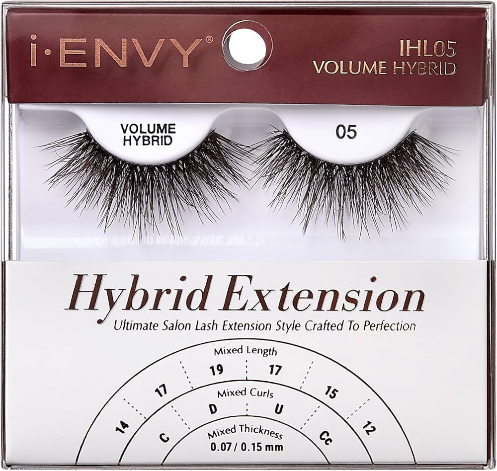i-ENVY Extension False Lashes, Hybrid Salon Lash Clear Invisible Band Strip Natural Look Mixed Vo... | Amazon (US)