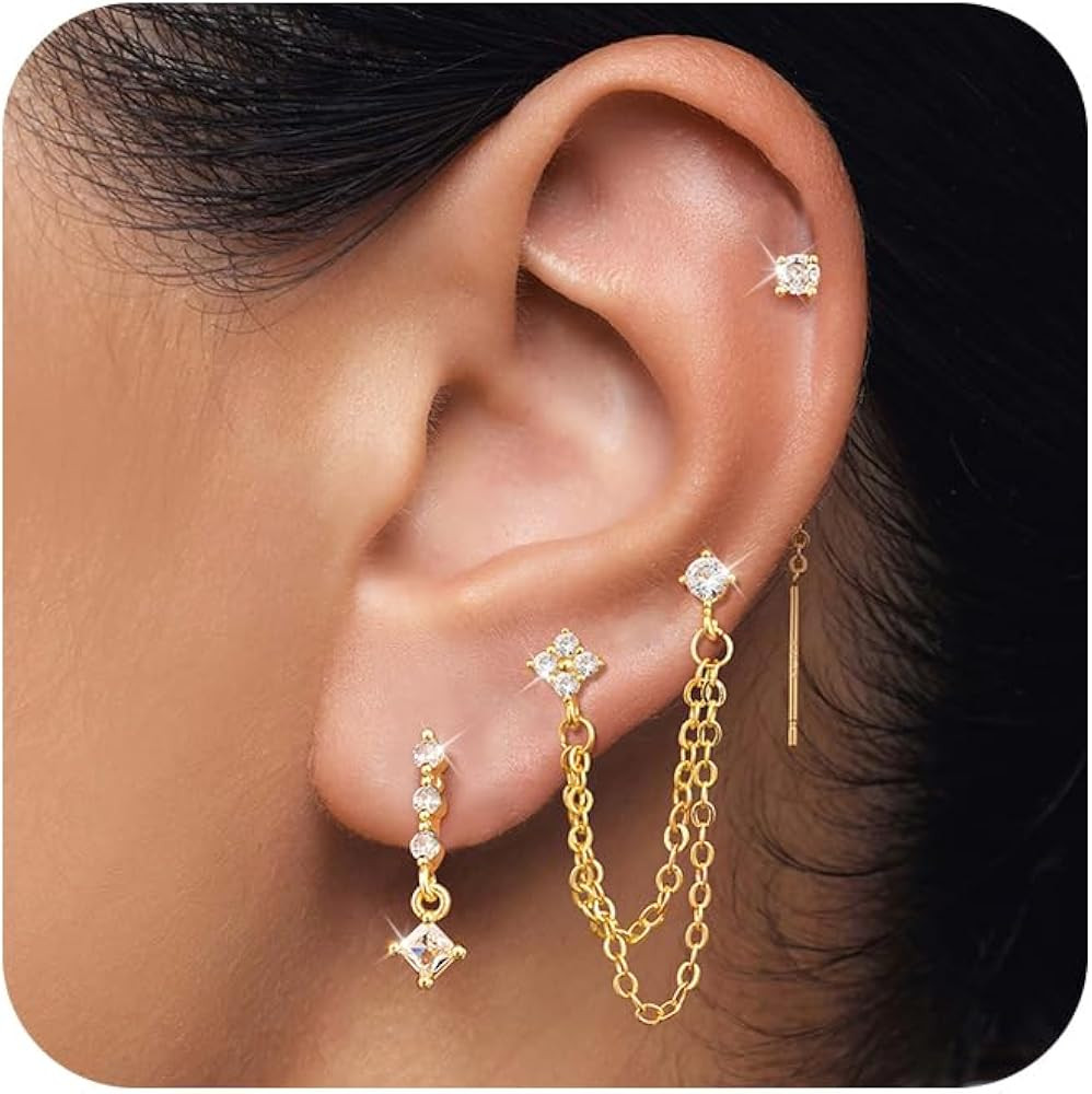 Dangle Earrings for Women, 14K Gold Plated Dainty Chain Earrings for Women Trendy Hypoallergenic ... | Amazon (US)