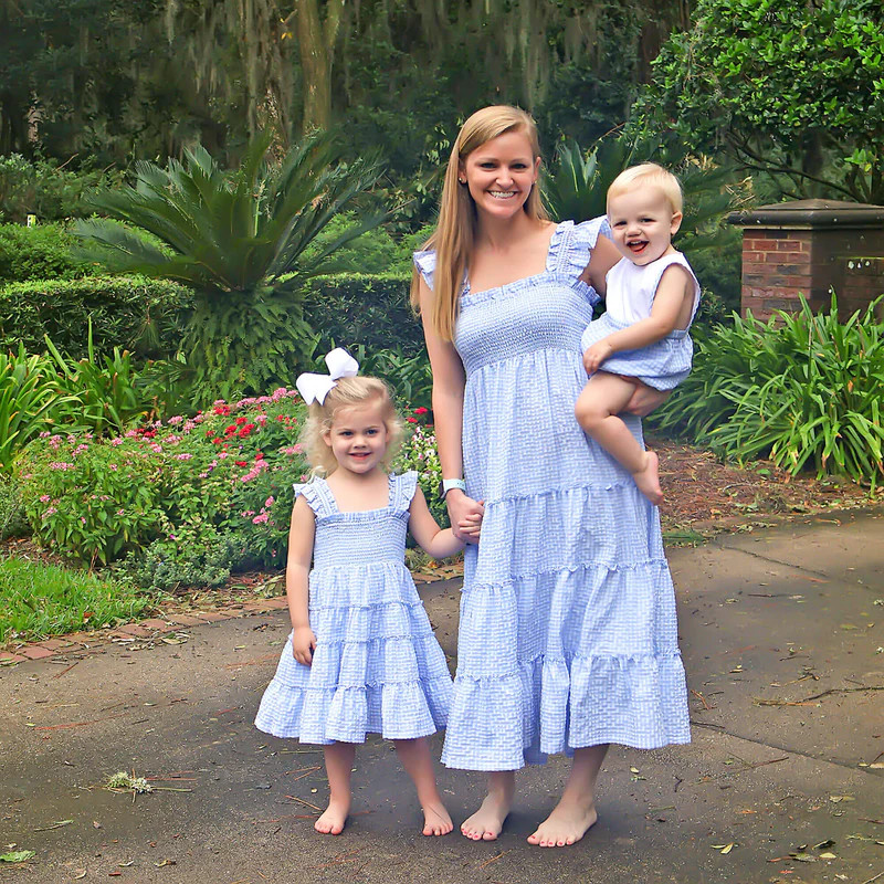 Light Blue Gingham Smocked Willow Women's Dress | Classic Whimsy