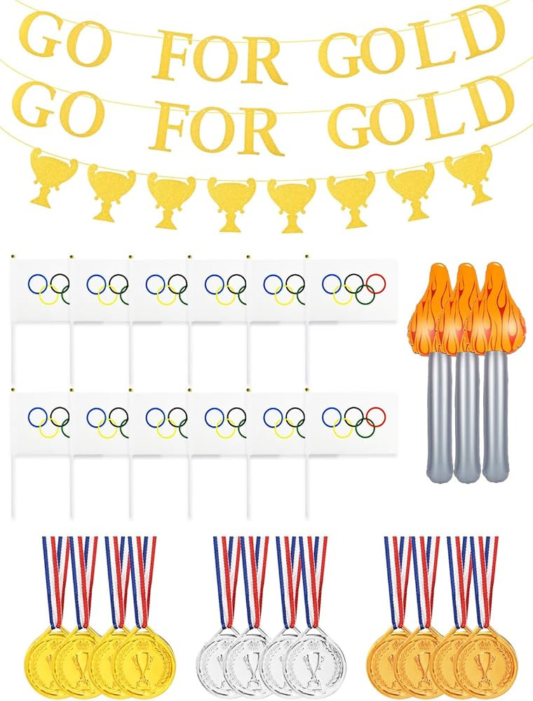 Olympic Party Decorations 30PCS Winner Medals Gold Silver Bronze for Awards 2024 Olympic Rings Mi... | Amazon (US)