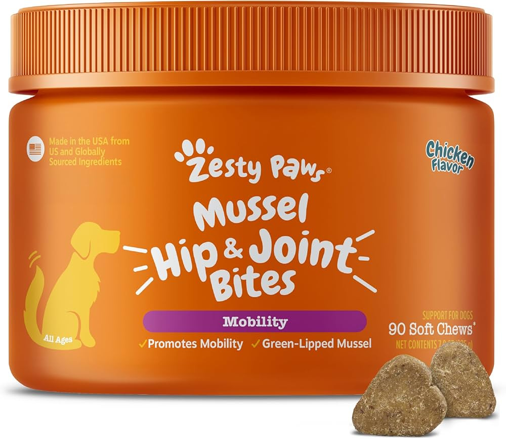 Zesty Paws Mussel Mobility Bites for Dogs - New Zealand Green Lipped Mussel with Natural Glucosam... | Amazon (US)