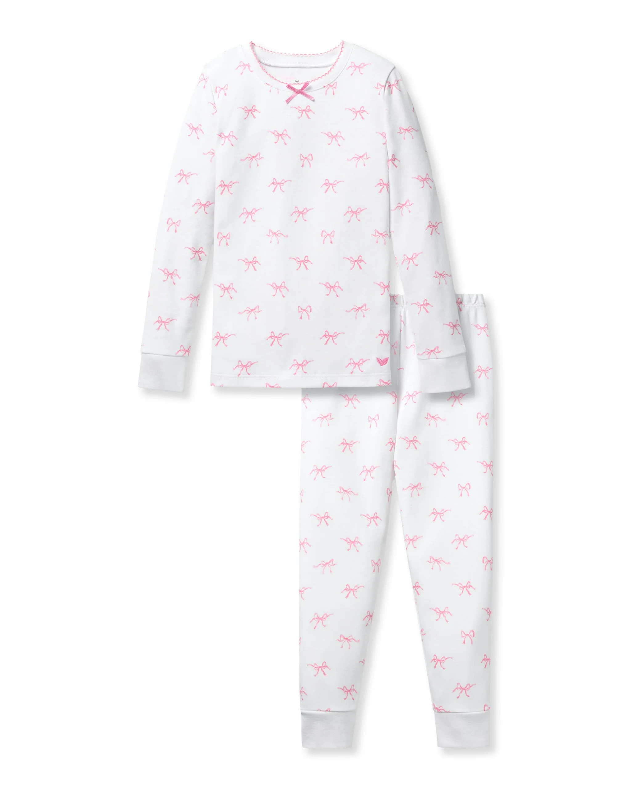 Kid's Pima Snug Fit Pajama Set in Blushing Bows | Petite Plume