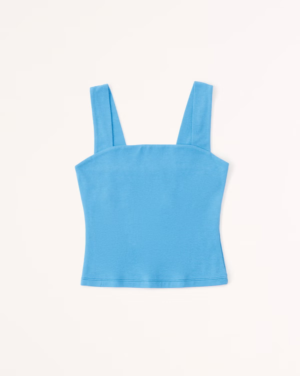 Women's Cotton Seamless Fabric Squareneck Tank | Women's New Arrivals | Abercrombie.com | Abercrombie & Fitch (US)