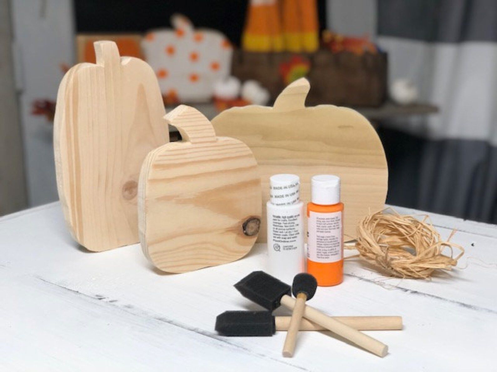 Unfinished Wood Pumpkin Cutout blank pumpkins craft kit | Etsy | Etsy (US)